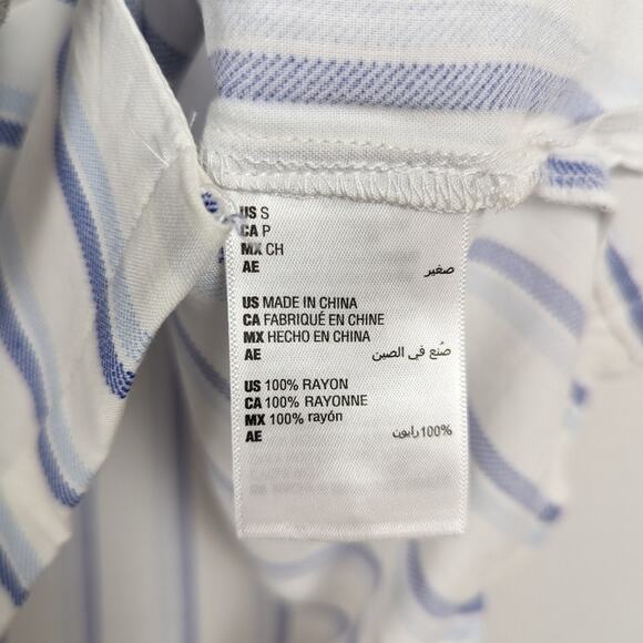 And Now This Men's White Blue Stripe Short Sleeve Button Down Shirt - Picture 6 of 7